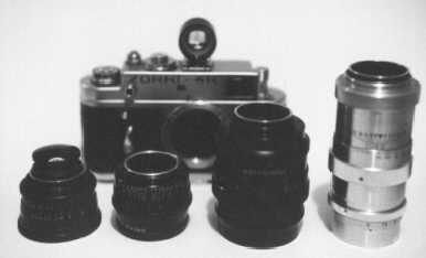 Photo of Zorki-4K with selection of lenses